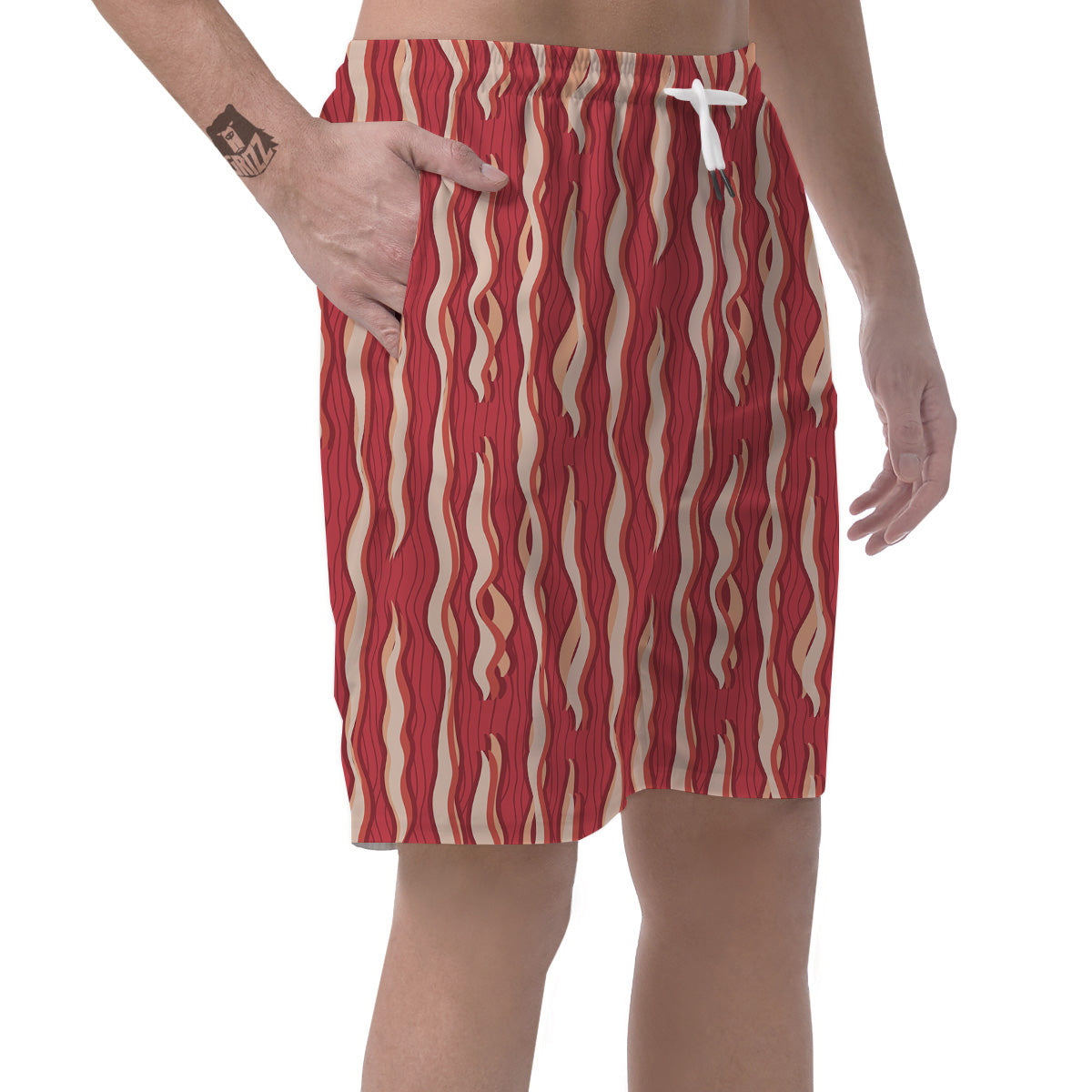 Bacon Texture Print Pattern Men's Shorts-grizzshop