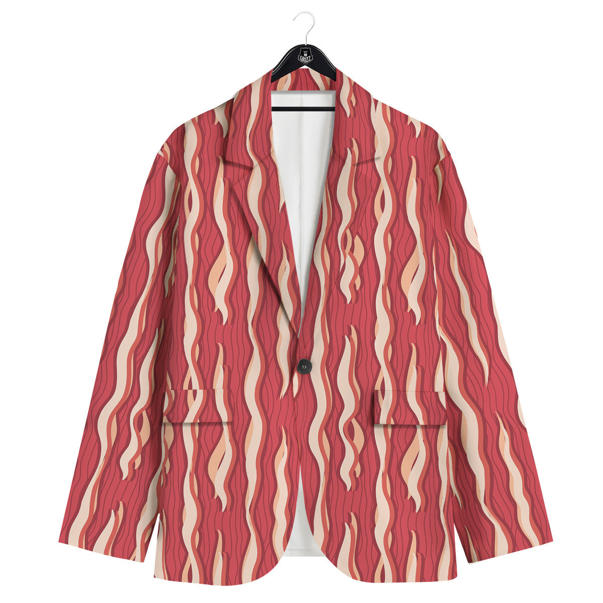 Bacon Texture Print Pattern Men's Sport Coat-grizzshop