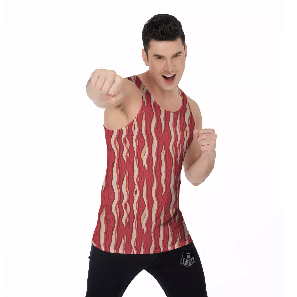 Bacon Texture Print Pattern Men's Tank Top-grizzshop