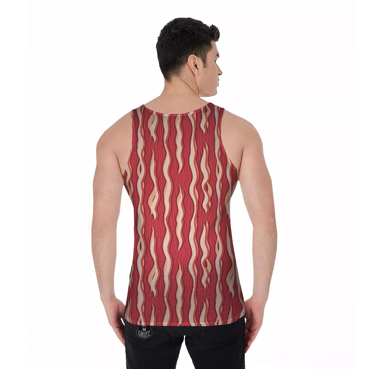 Bacon Texture Print Pattern Men's Tank Top-grizzshop