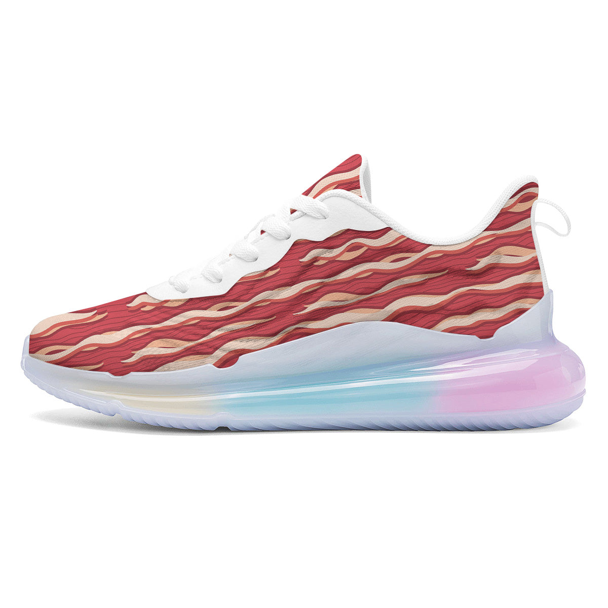 Bacon Texture Print Pattern Running Sneakers-grizzshop