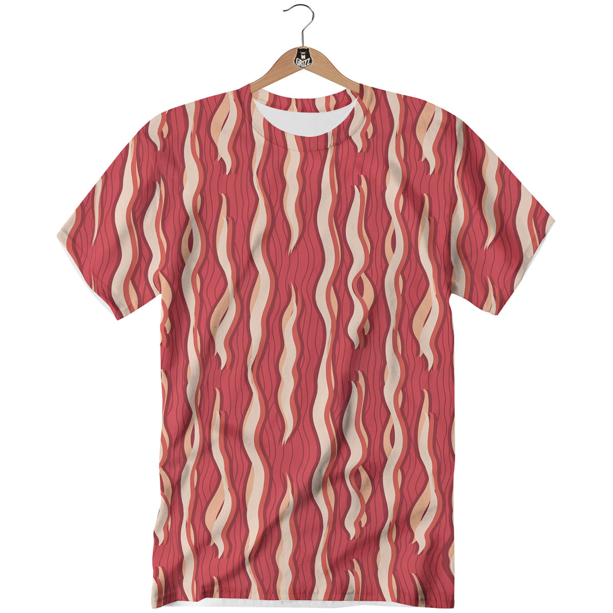 Bacon Texture Print Pattern T-Shirt-grizzshop