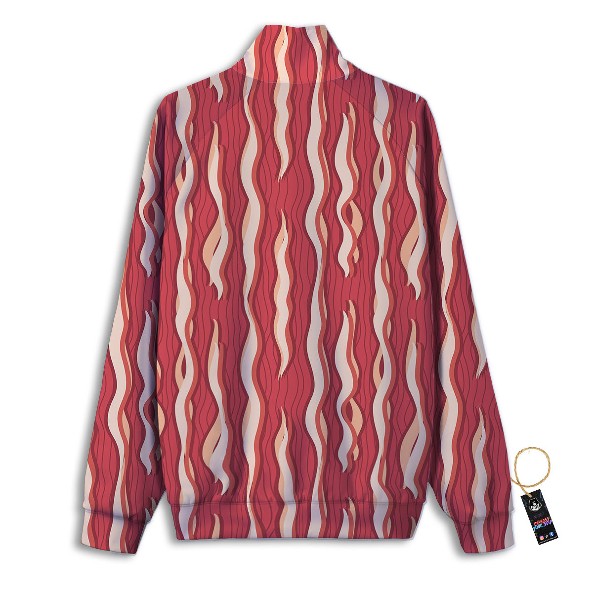 Bacon Texture Print Pattern Track Jacket-grizzshop