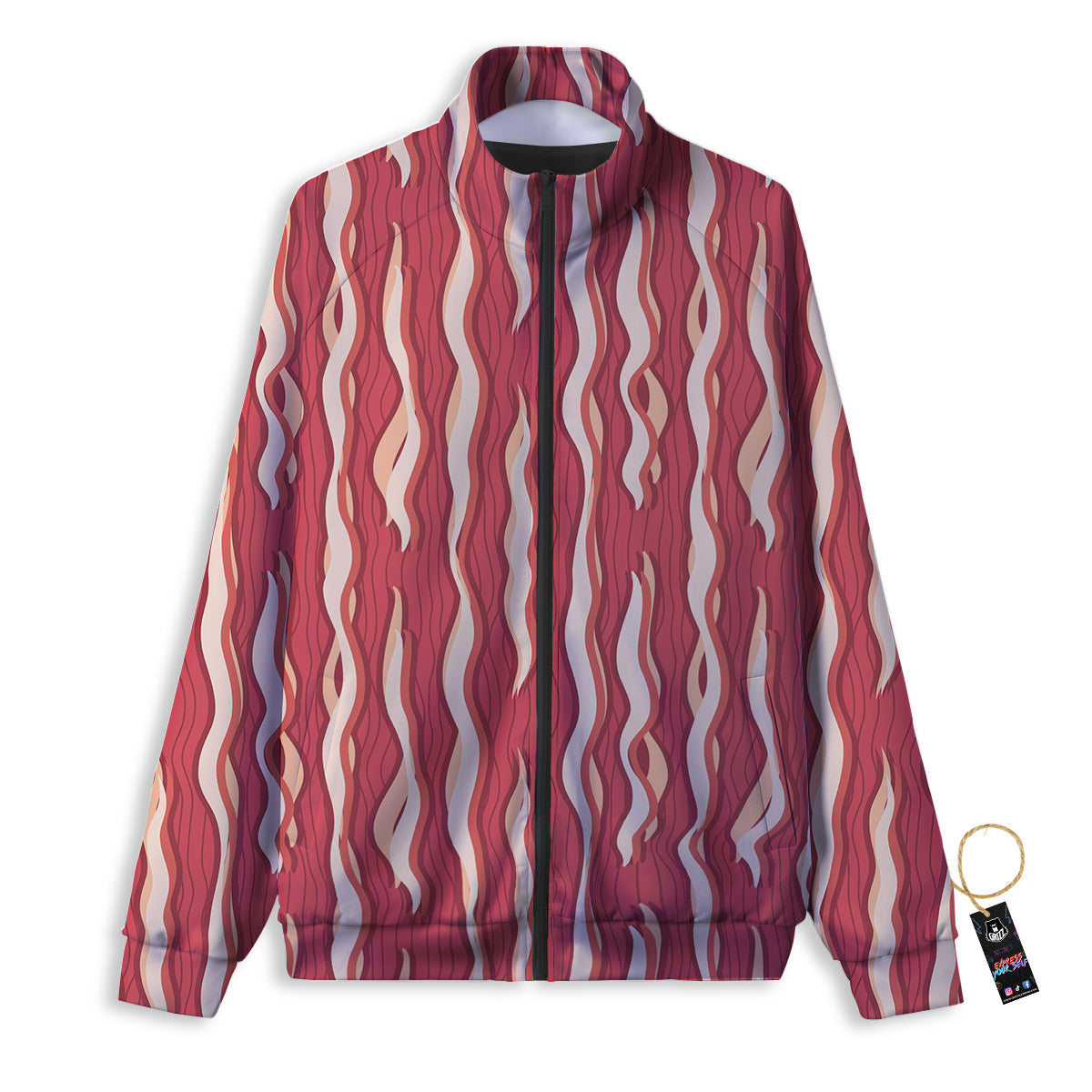 Bacon Texture Print Pattern Track Jacket-grizzshop