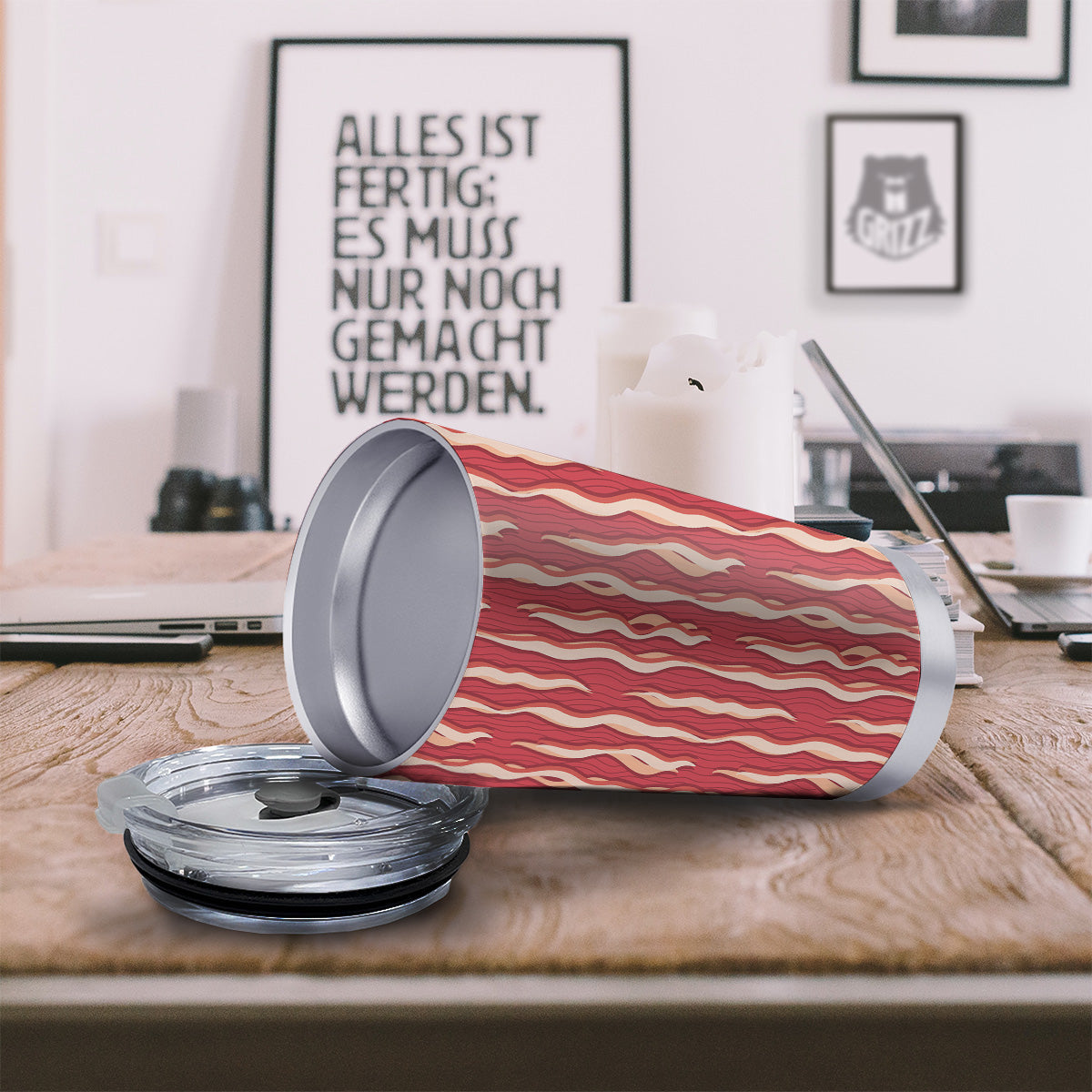 Bacon Texture Print Pattern Tumbler-grizzshop