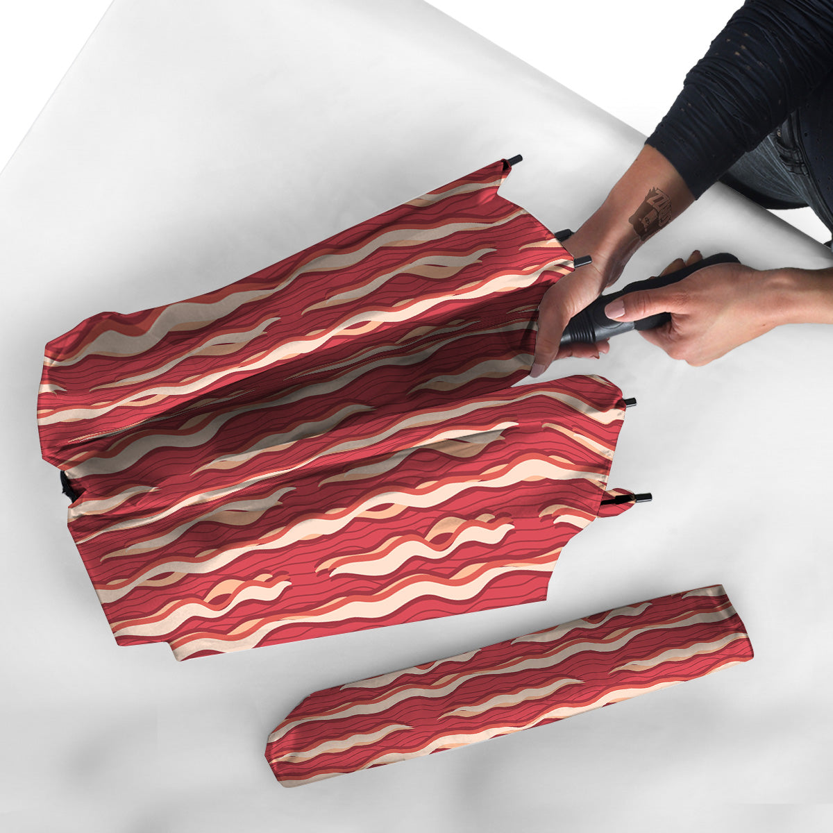 Bacon Texture Print Pattern Umbrella-grizzshop