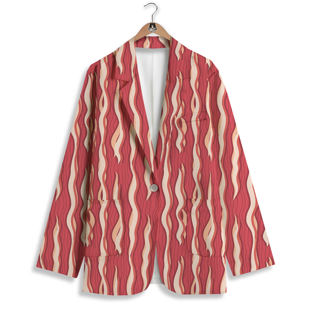 Bacon Texture Print Pattern Women's Blazer-grizzshop