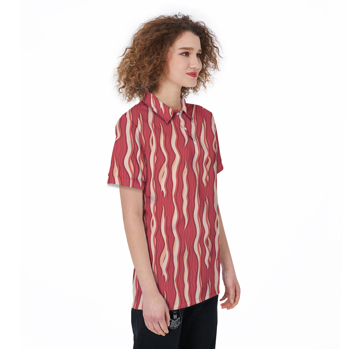 Bacon Texture Print Pattern Women's Golf Shirts-grizzshop