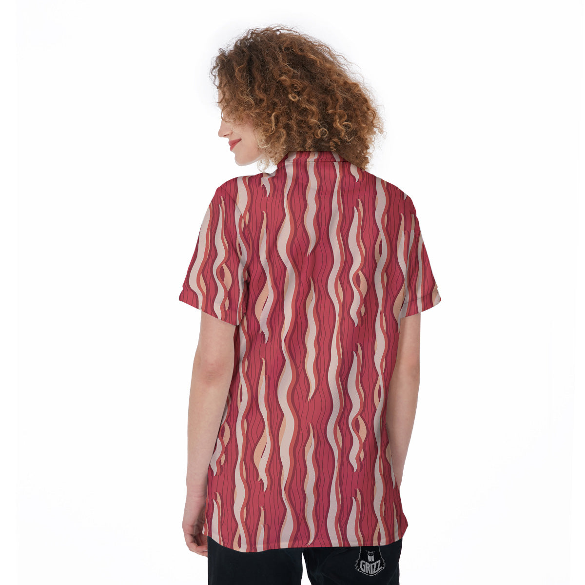 Bacon Texture Print Pattern Women's Golf Shirts-grizzshop