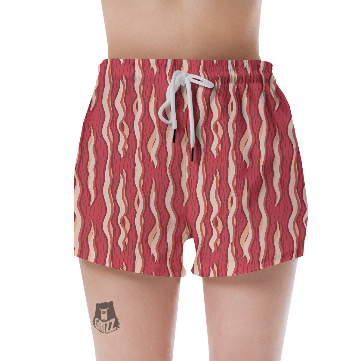 Bacon Texture Print Pattern Women's Shorts-grizzshop