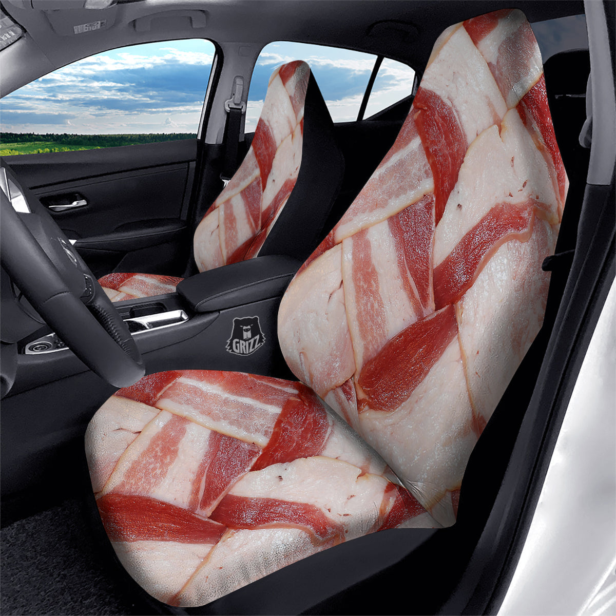 Bacon Weaving Print Car Seat Covers-grizzshop