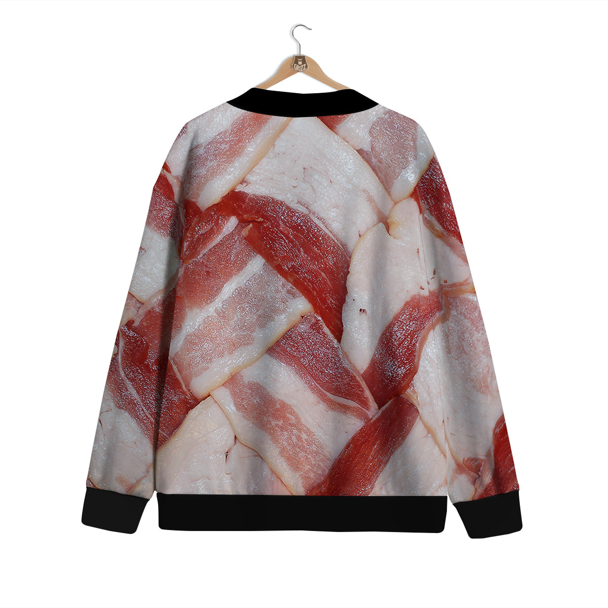 Bacon Weaving Print Cardigan-grizzshop
