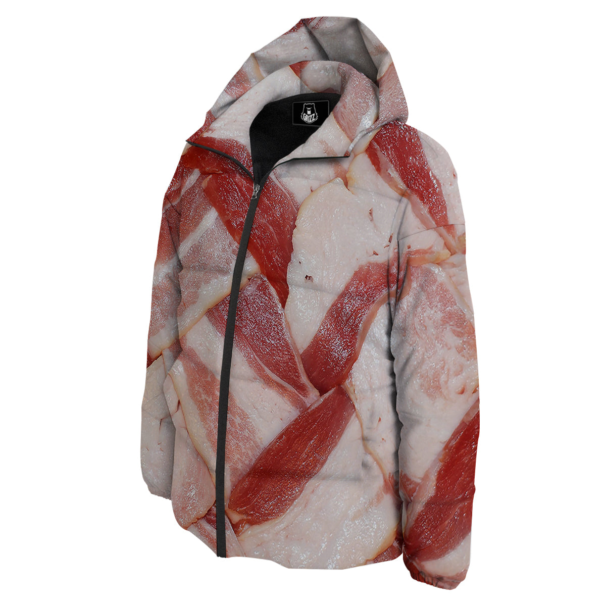 Bacon Weaving Print Down Jacket-grizzshop