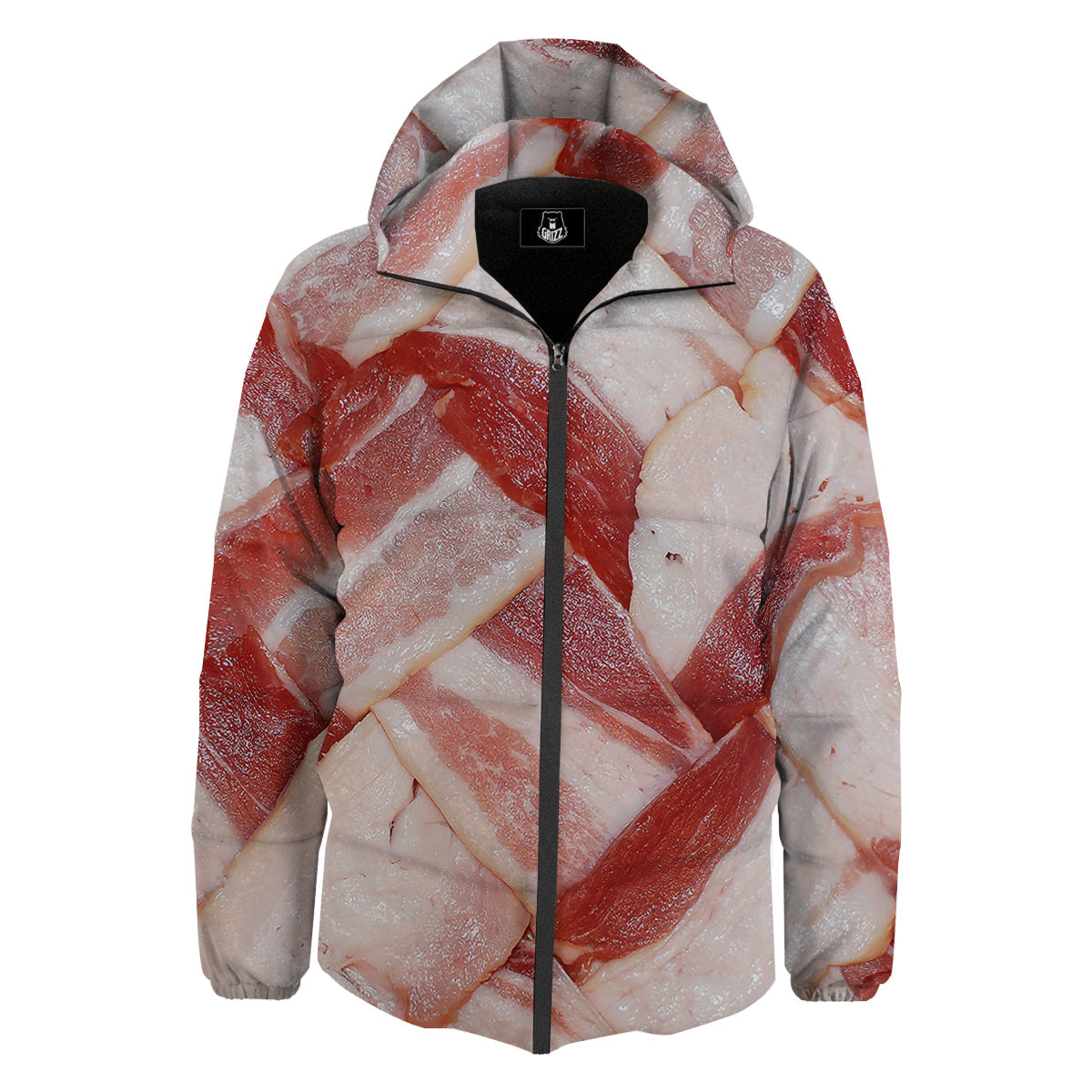 Bacon Weaving Print Down Jacket-grizzshop