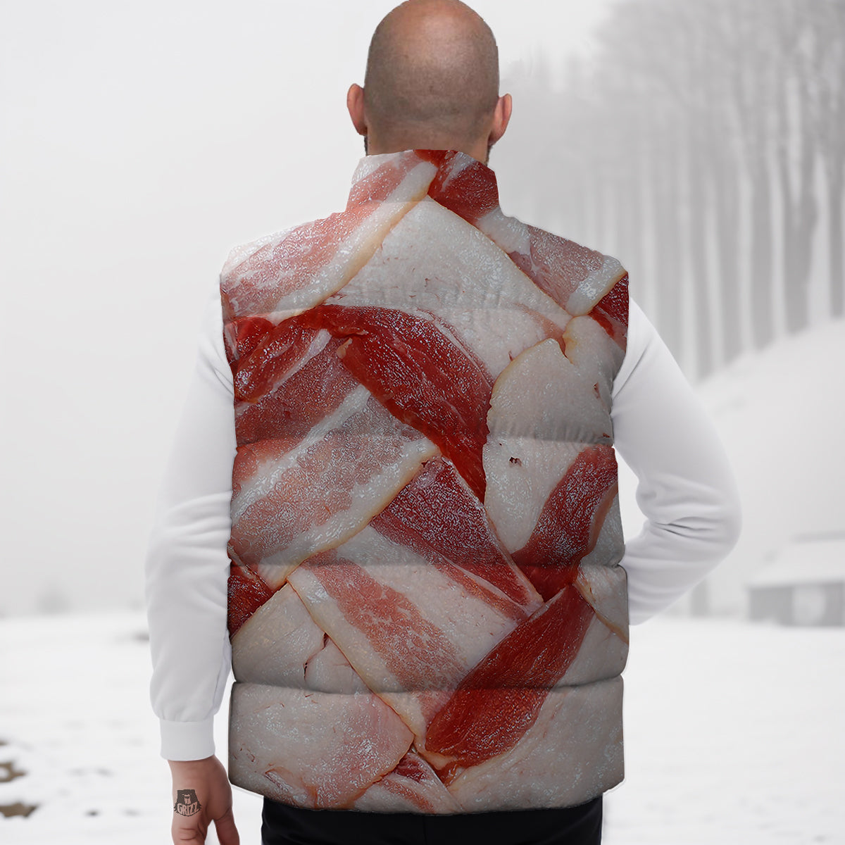 Bacon Weaving Print Down Vest