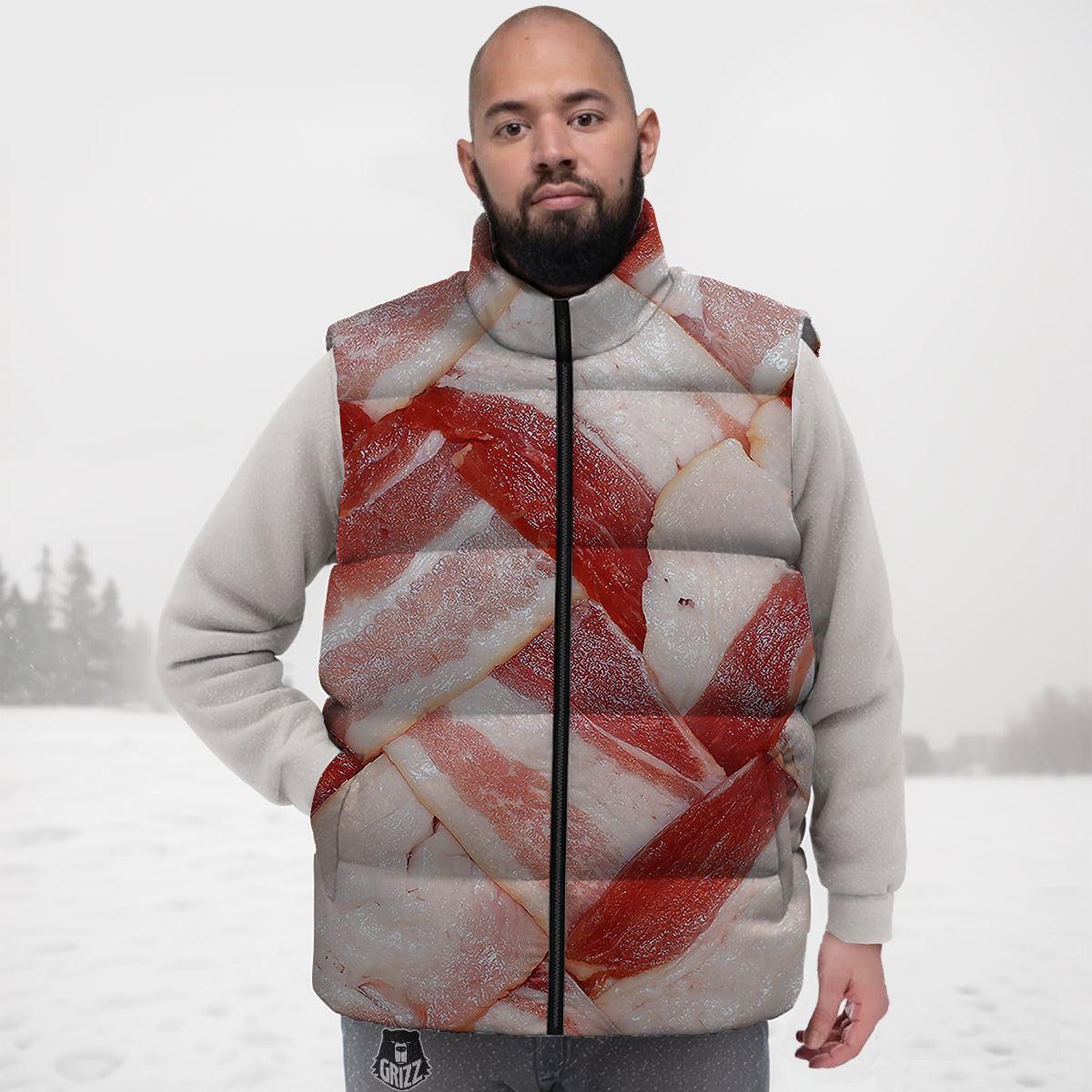 Bacon Weaving Print Down Vest