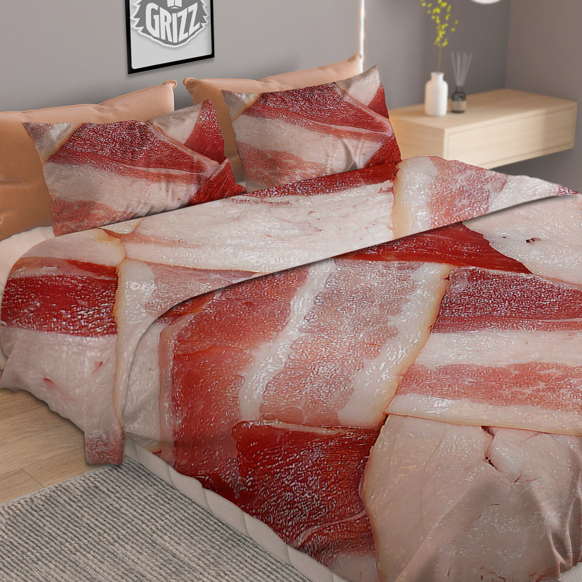 Bacon Weaving Print Duvet Cover Bedding Set
