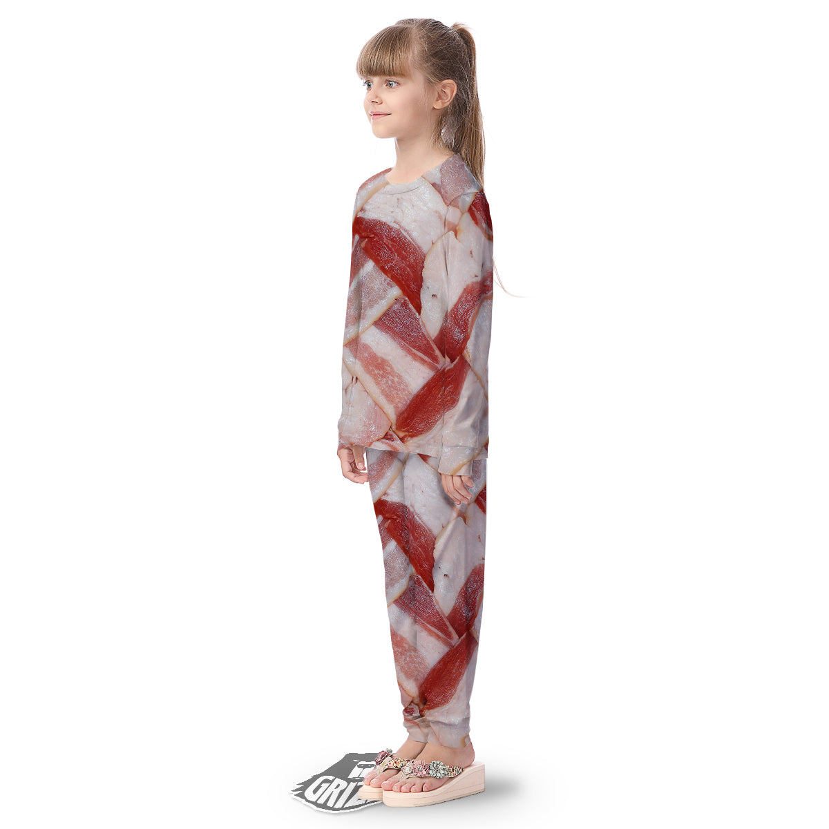 Bacon Weaving Print Kid's Pajamas-grizzshop