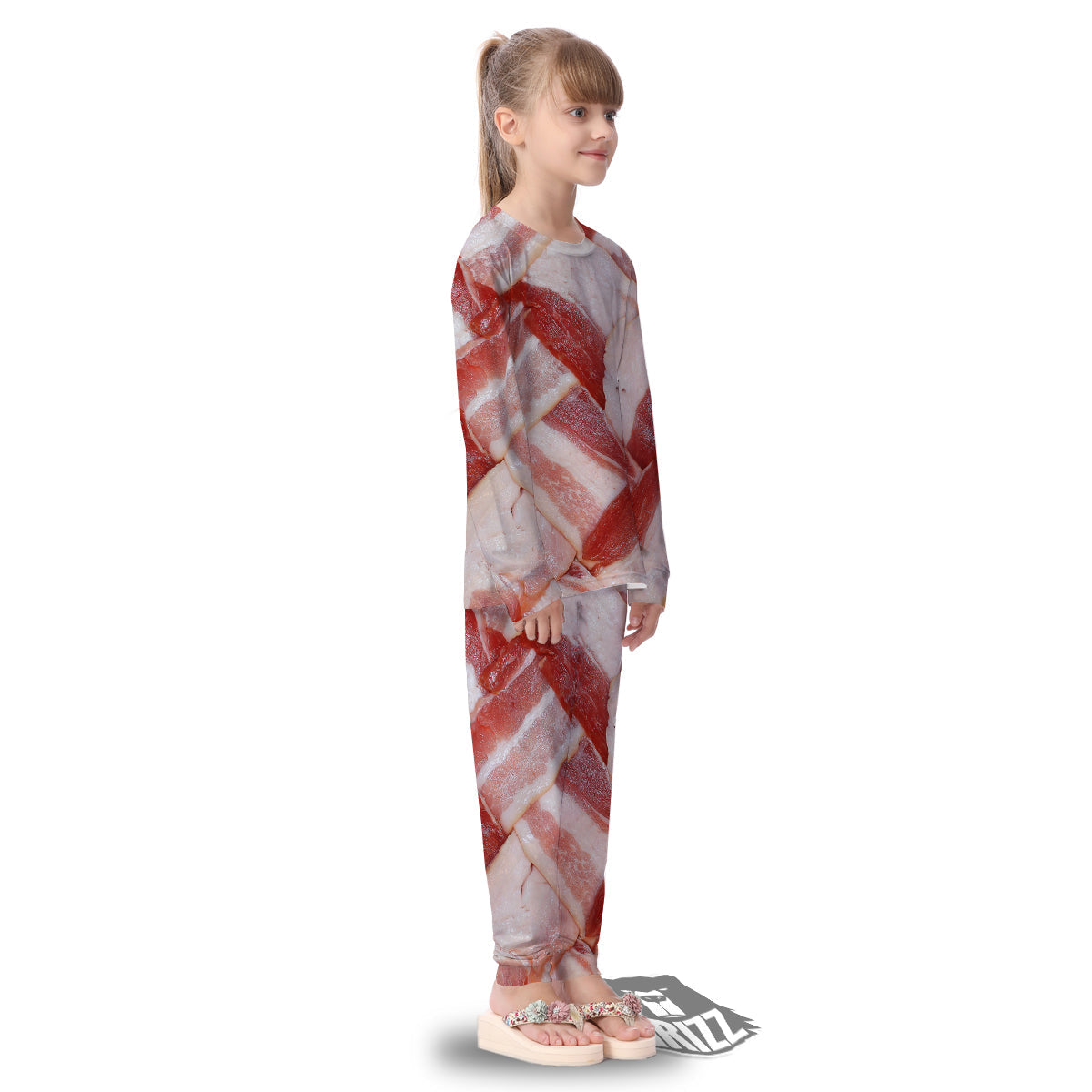 Bacon Weaving Print Kid's Pajamas-grizzshop