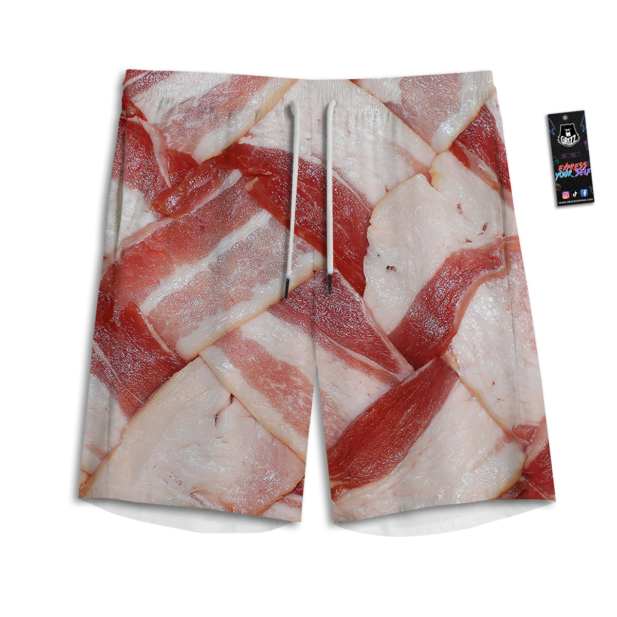 Bacon Weaving Print Men's Athletic Shorts