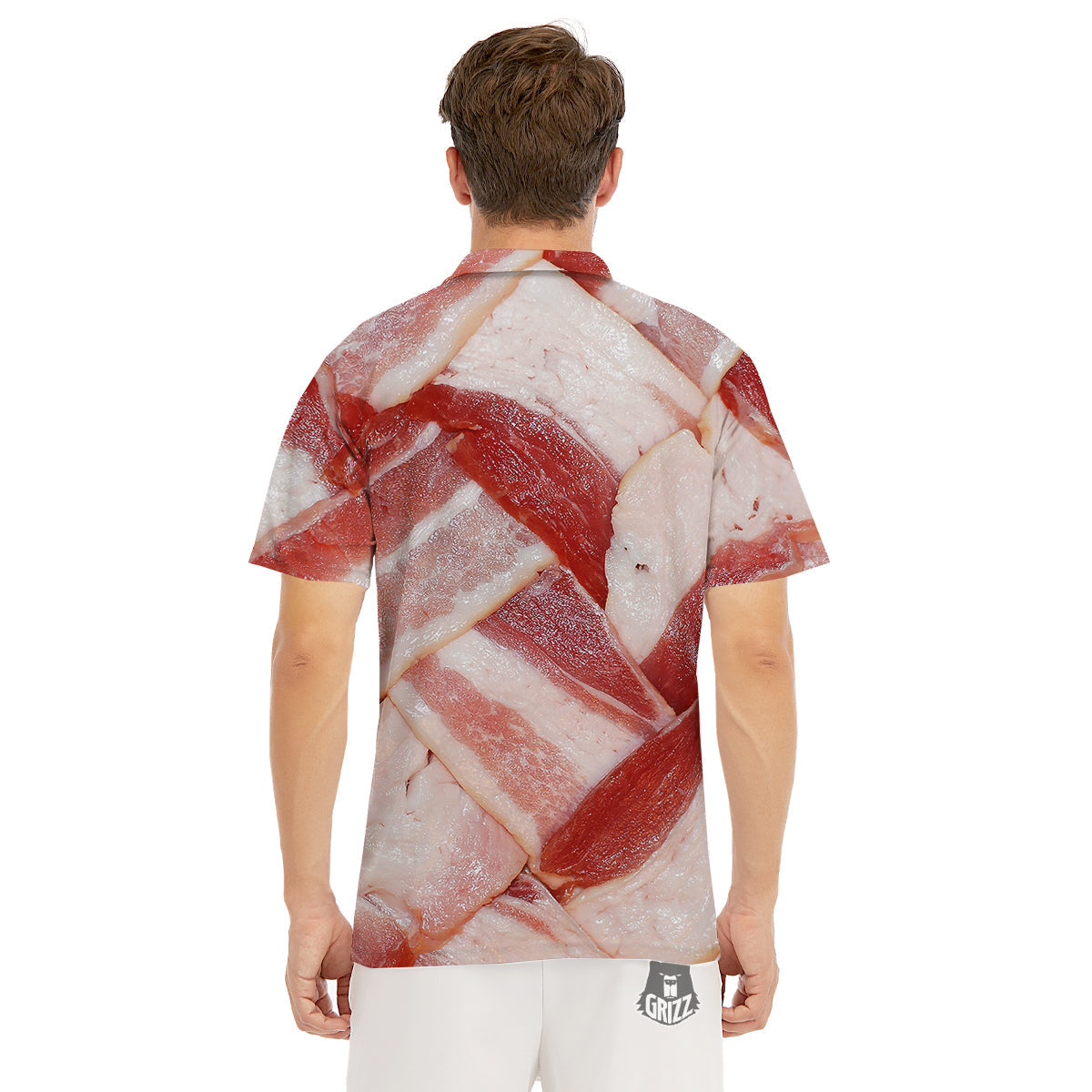 Bacon Weaving Print Men's Golf Shirts-grizzshop