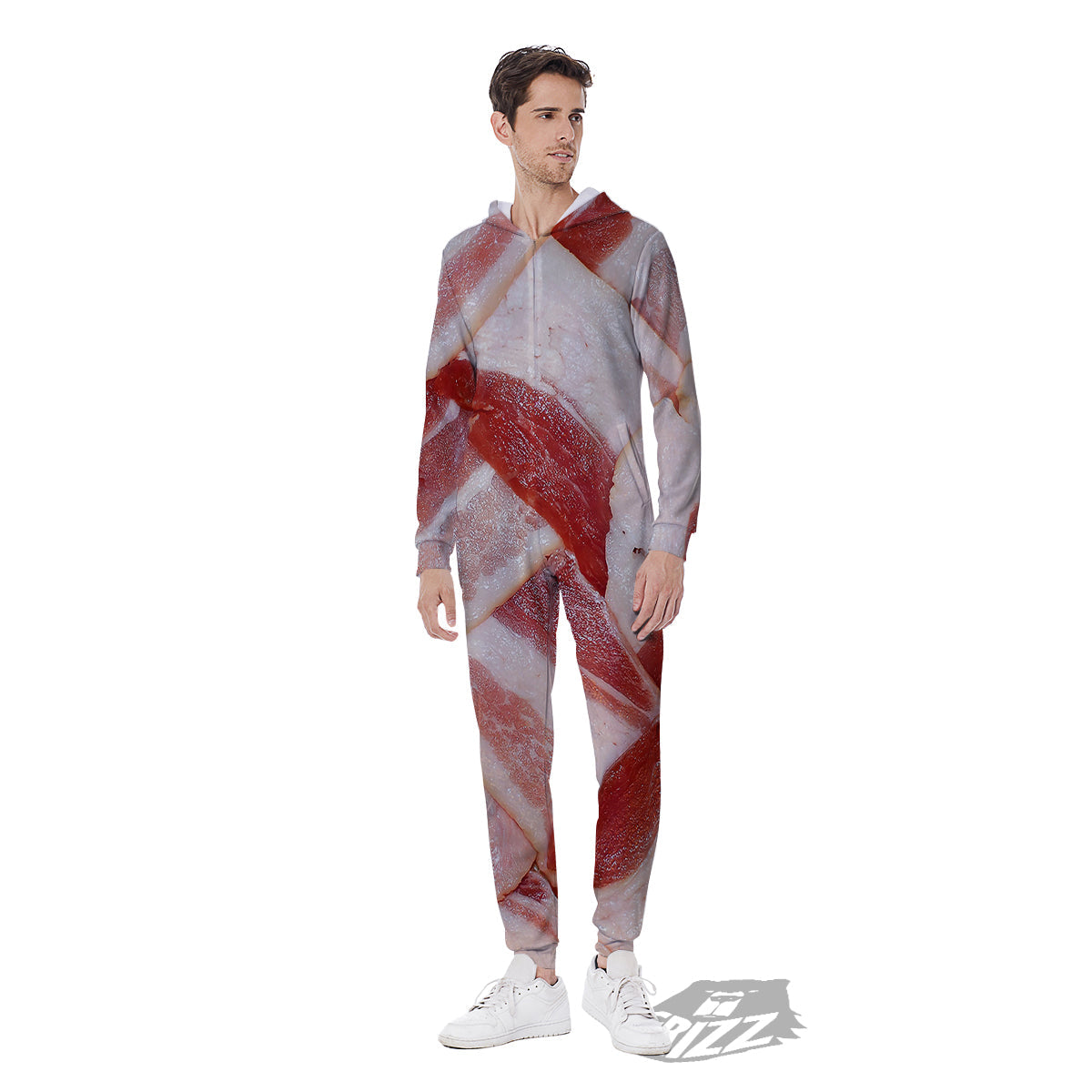 Bacon Weaving Print Men's Jumpsuit-grizzshop