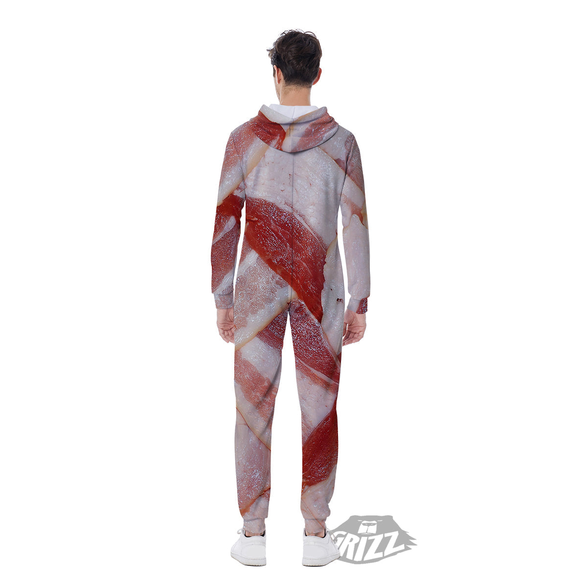 Bacon Weaving Print Men's Jumpsuit-grizzshop