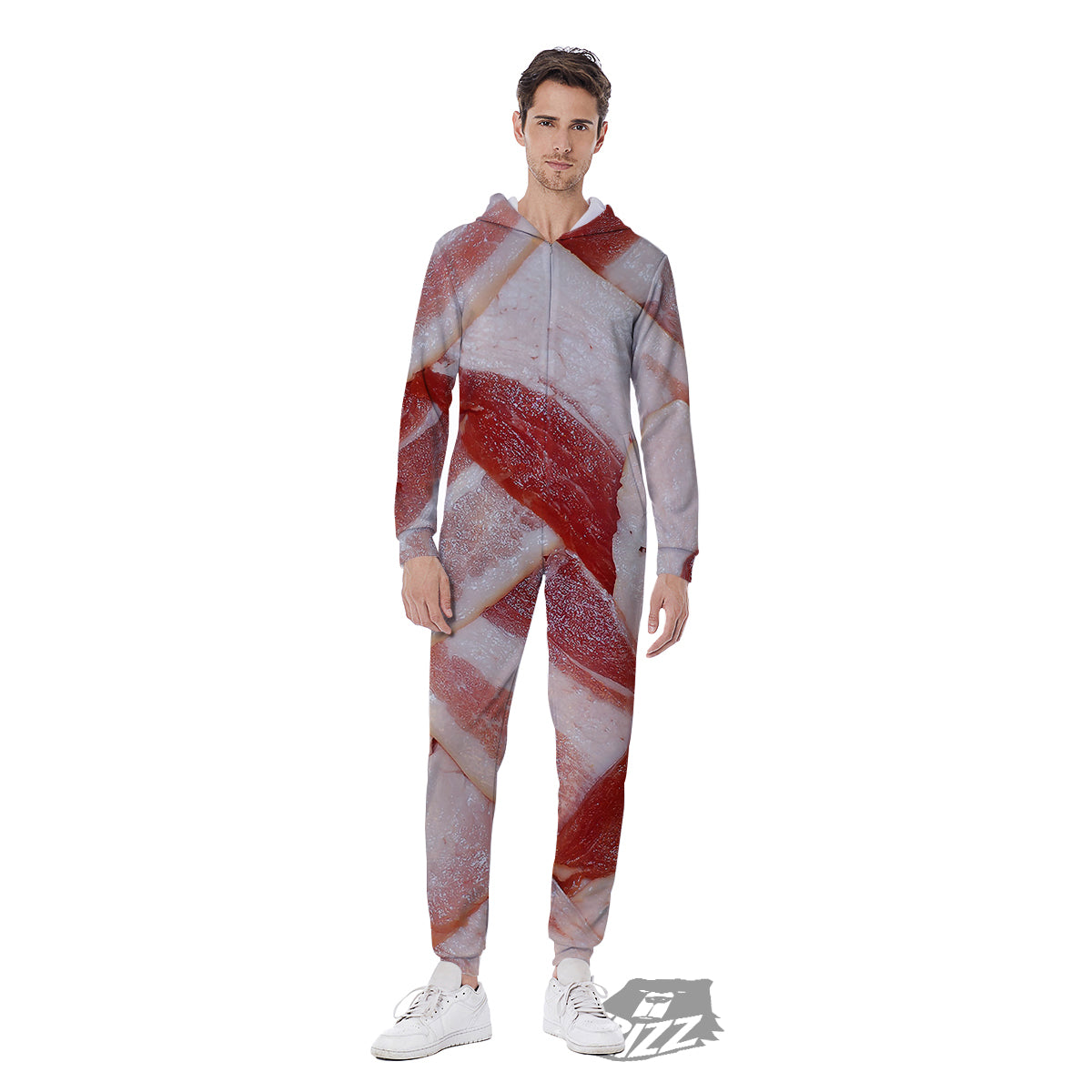 Bacon Weaving Print Men's Jumpsuit-grizzshop