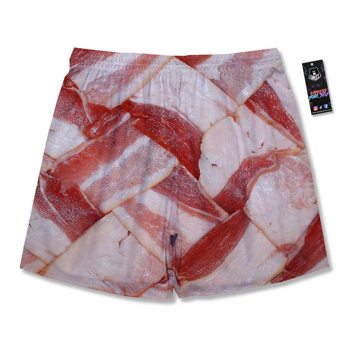 Bacon Weaving Print Men's Running Shorts-grizzshop