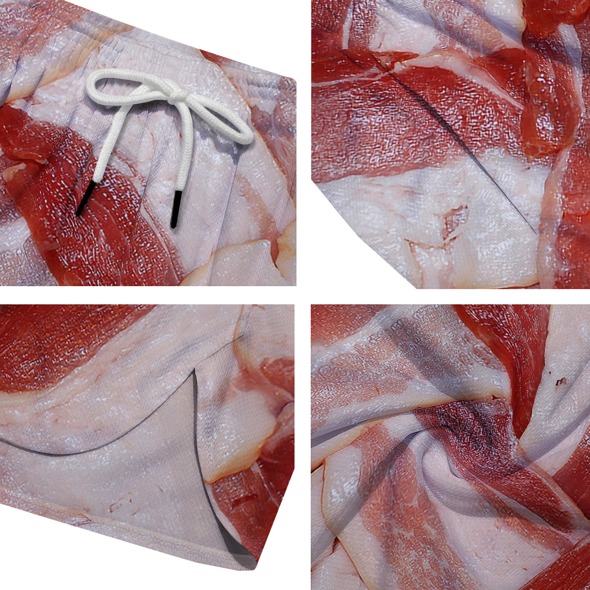 Bacon Weaving Print Men's Running Shorts-grizzshop