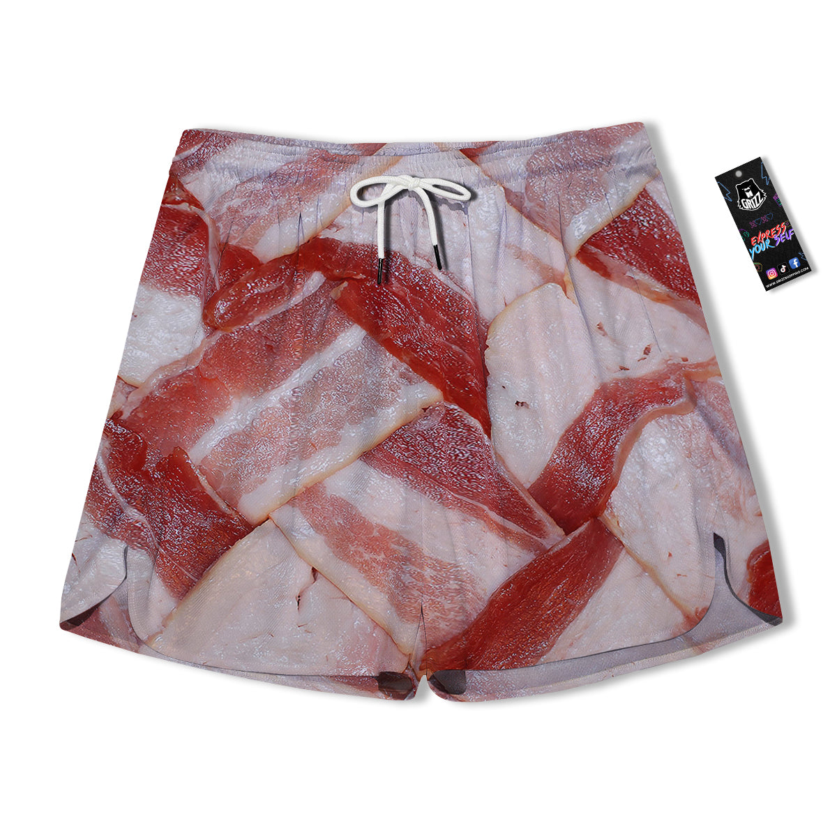 Bacon Weaving Print Men's Running Shorts-grizzshop