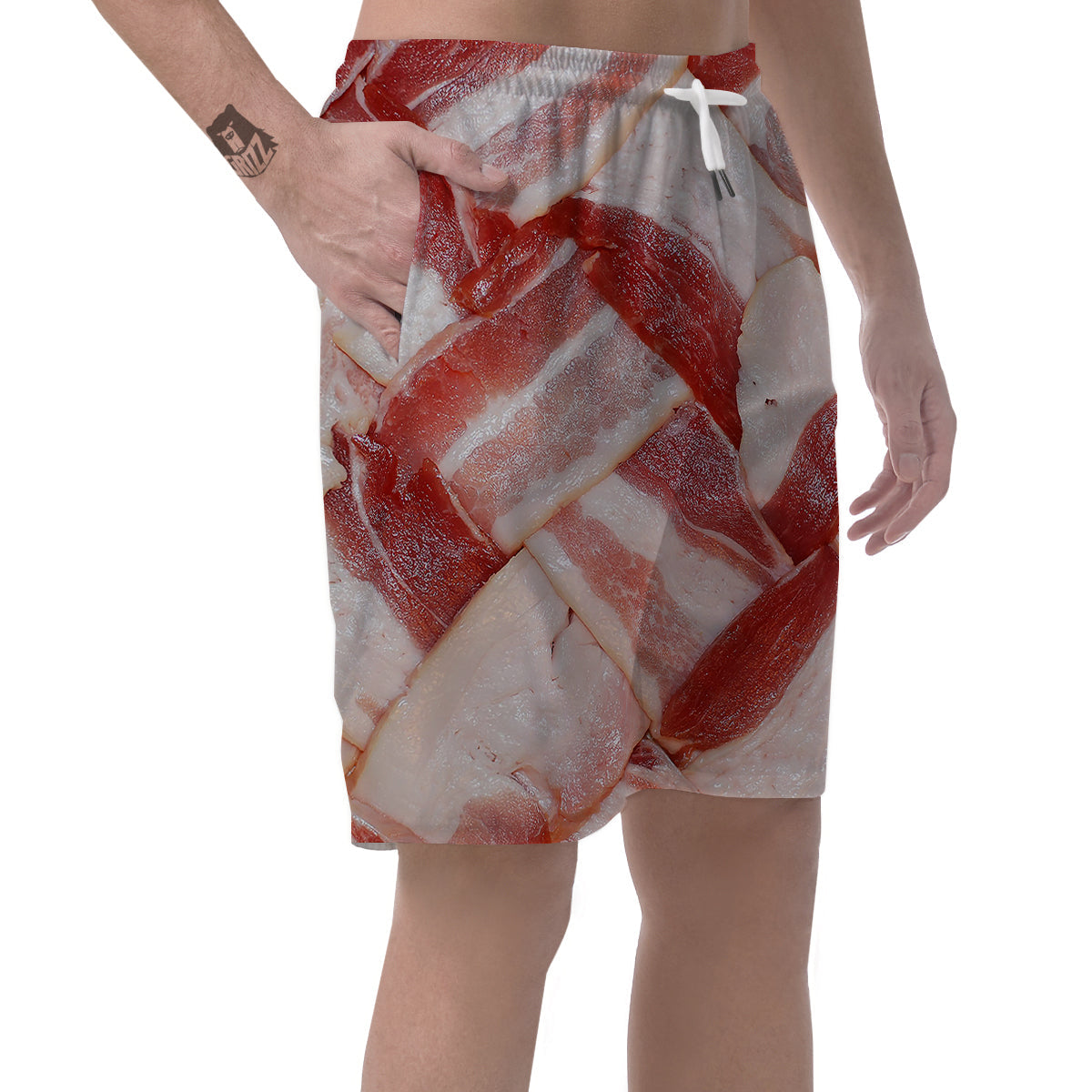 Bacon Weaving Print Men's Shorts-grizzshop