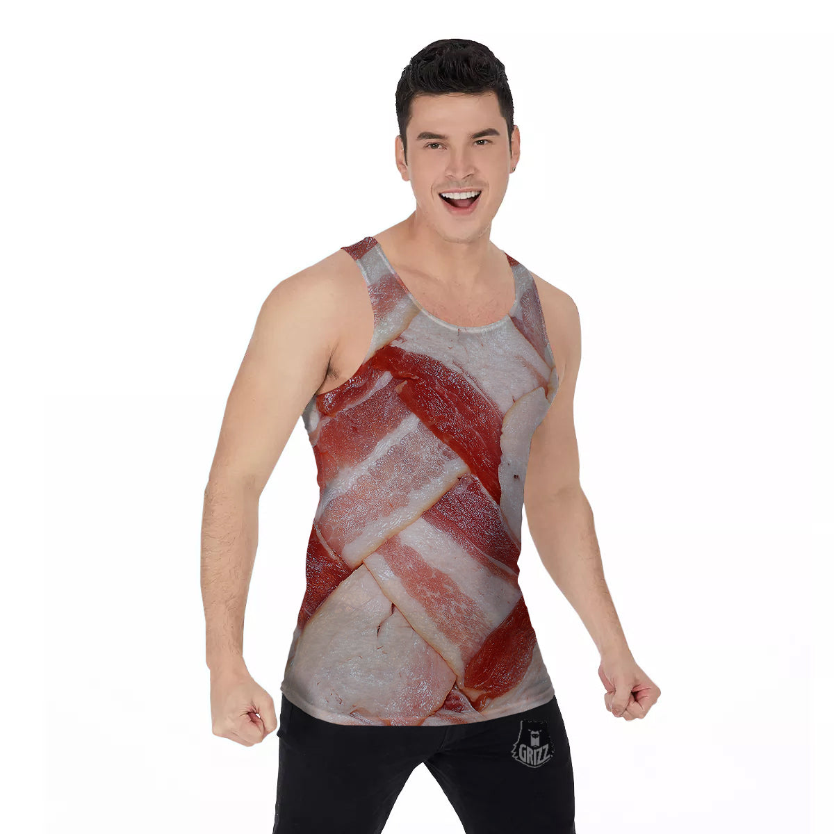 Bacon Weaving Print Men's Tank Top-grizzshop