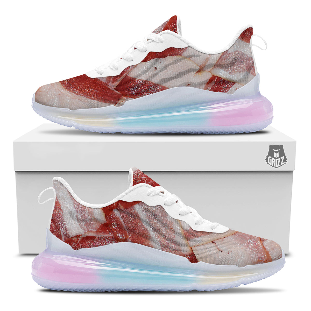 Bacon Weaving Print Running Sneakers-grizzshop