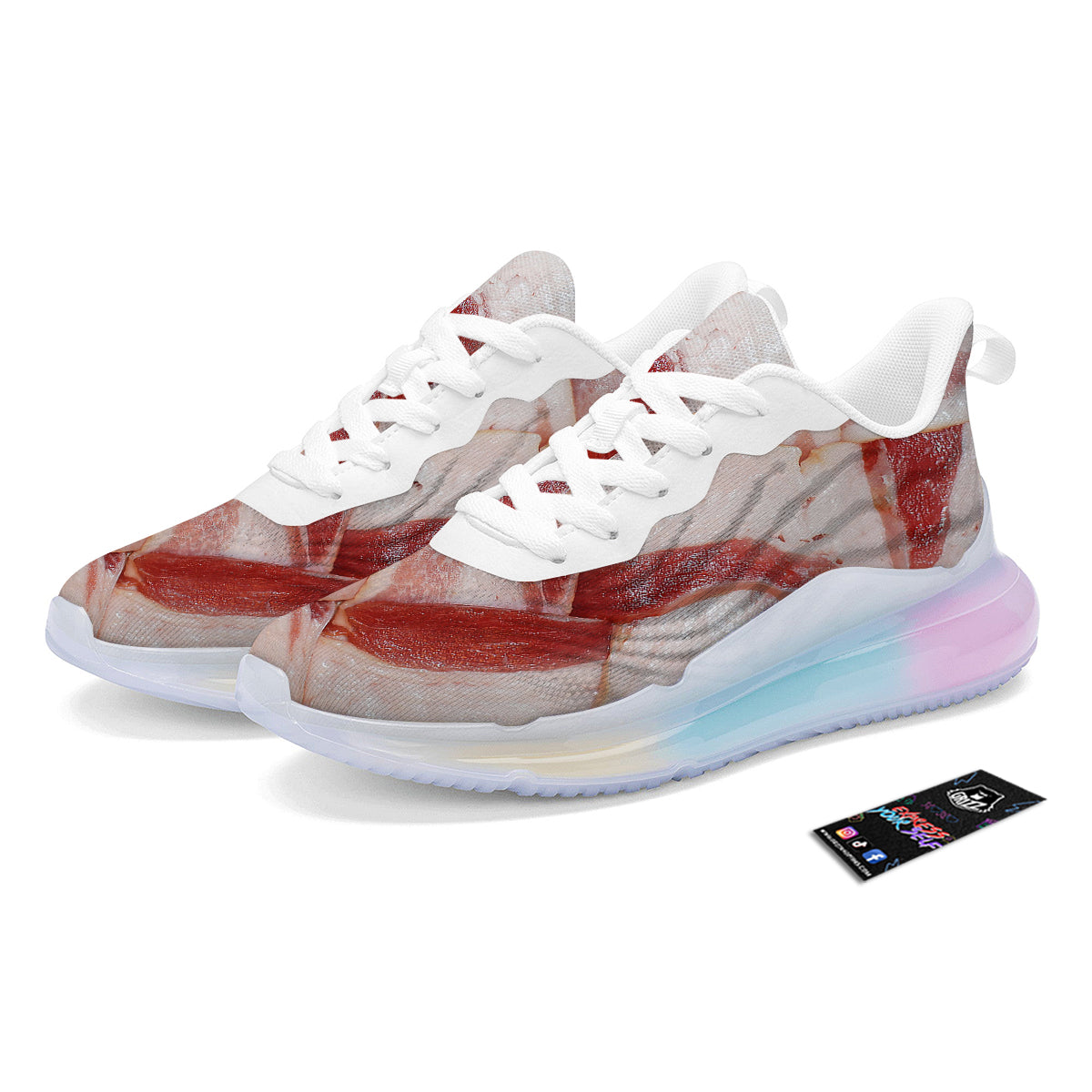 Bacon Weaving Print Running Sneakers-grizzshop