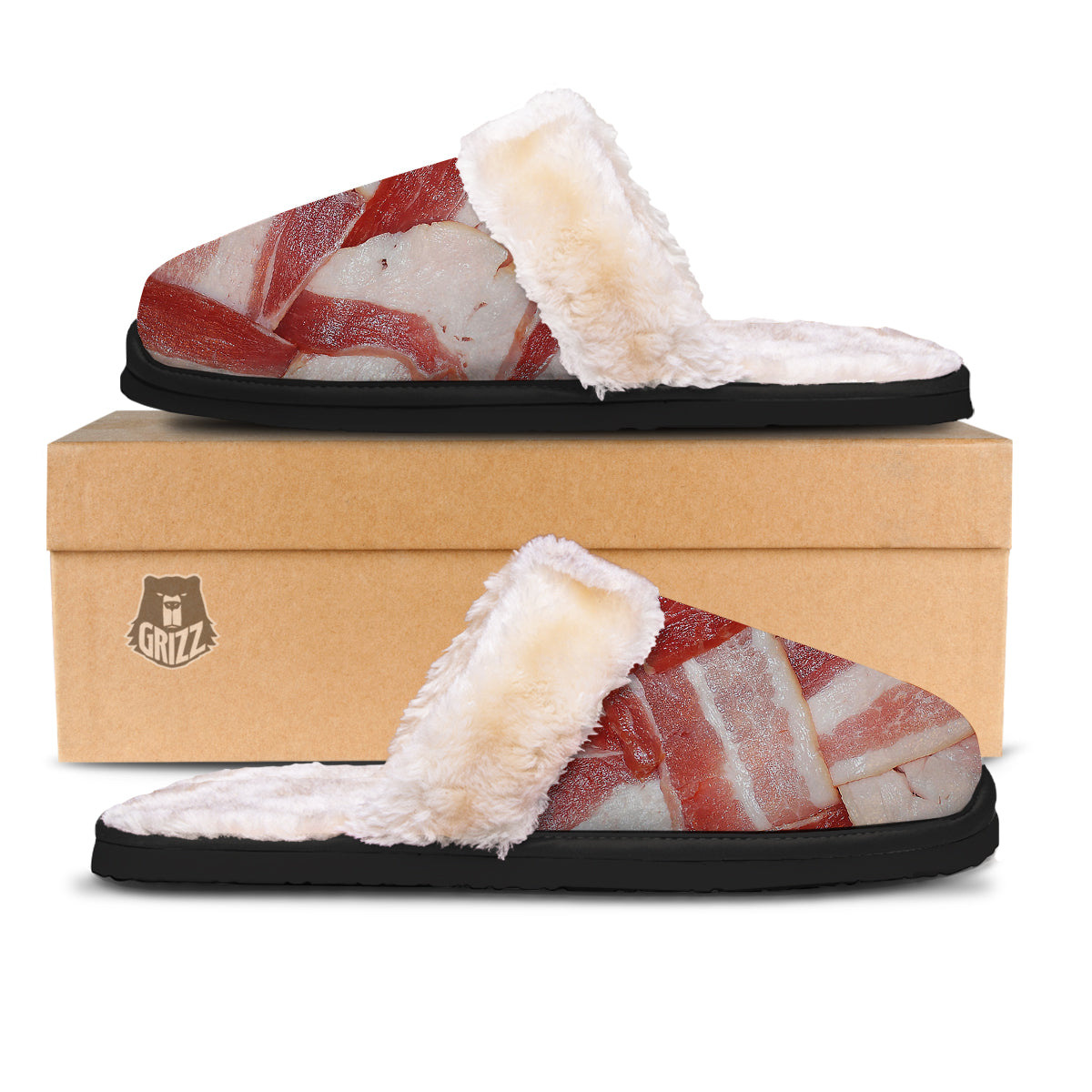 Bacon Weaving Print Slippers-grizzshop