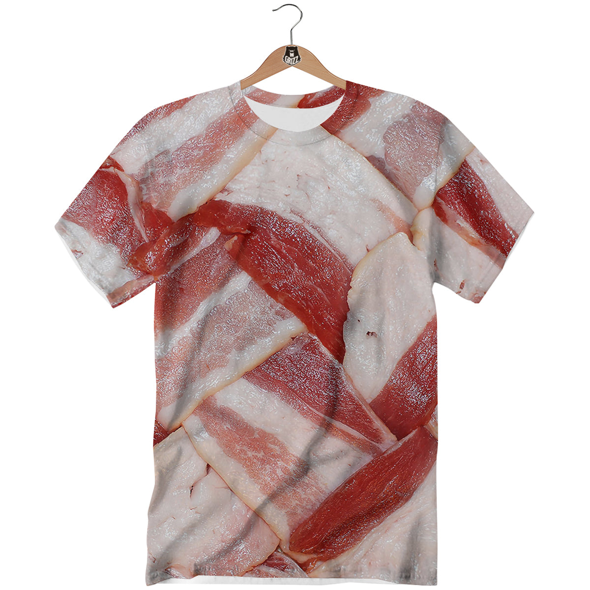 Bacon Weaving Print T-Shirt-grizzshop