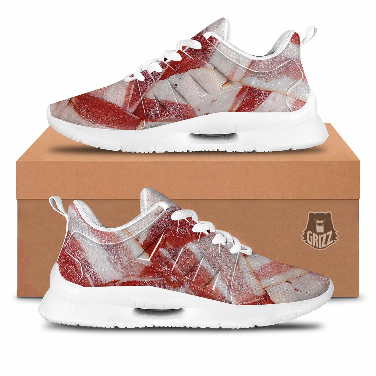 Bacon Weaving Print Tennis Shoes-grizzshop