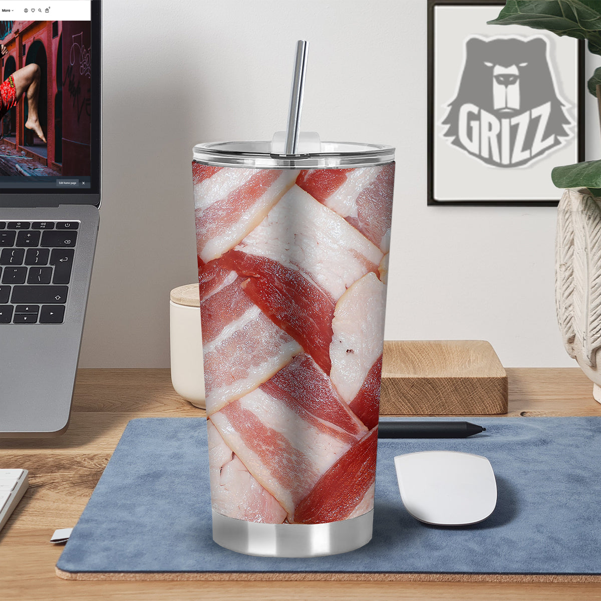 Bacon Weaving Print Tumbler-grizzshop