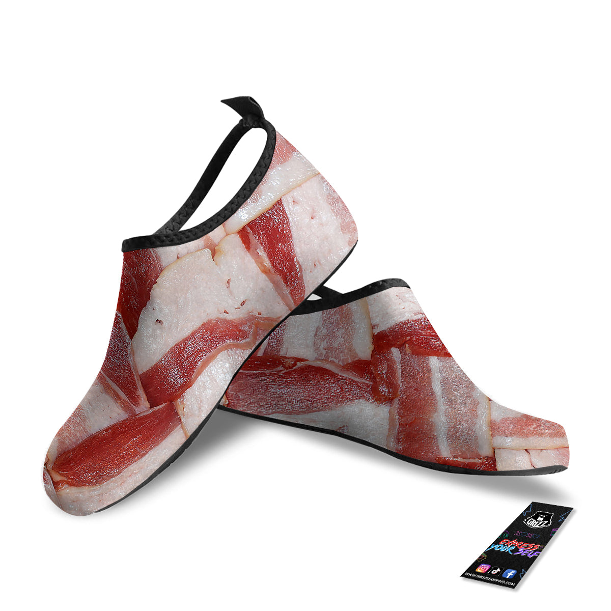 Bacon Weaving Print Water Shoes-grizzshop