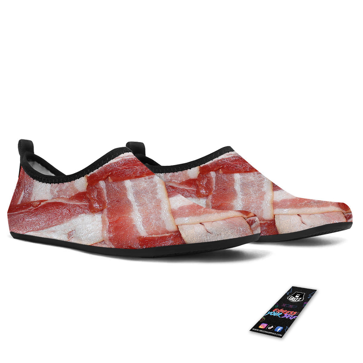 Bacon Weaving Print Water Shoes-grizzshop