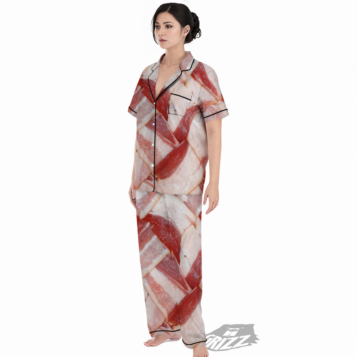 Bacon Weaving Print Women's Pajamas Set-grizzshop