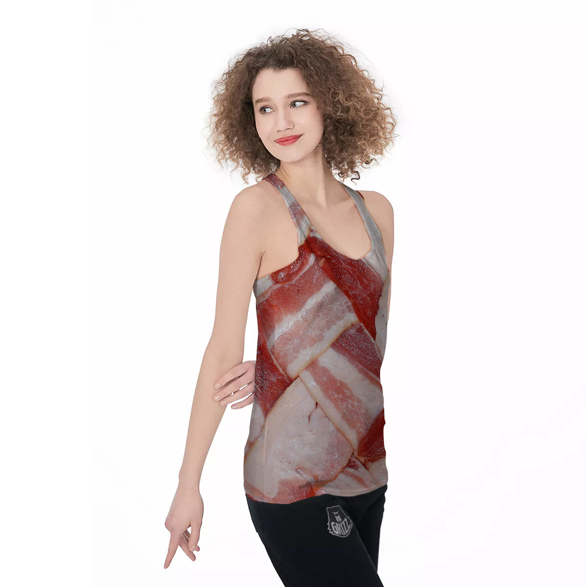 Bacon Weaving Print Women's Racerback Tank Top-grizzshop