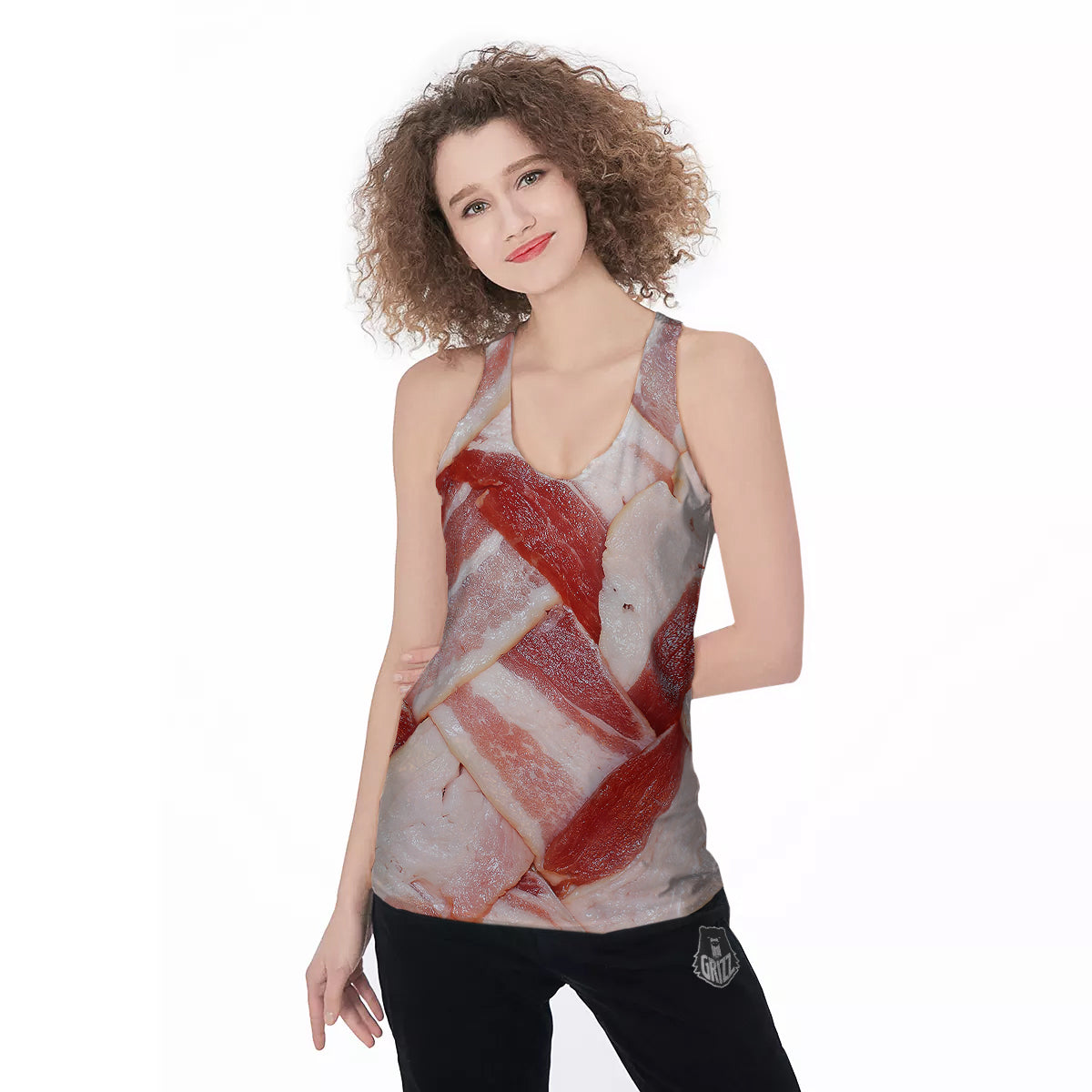 Bacon Weaving Print Women's Racerback Tank Top-grizzshop