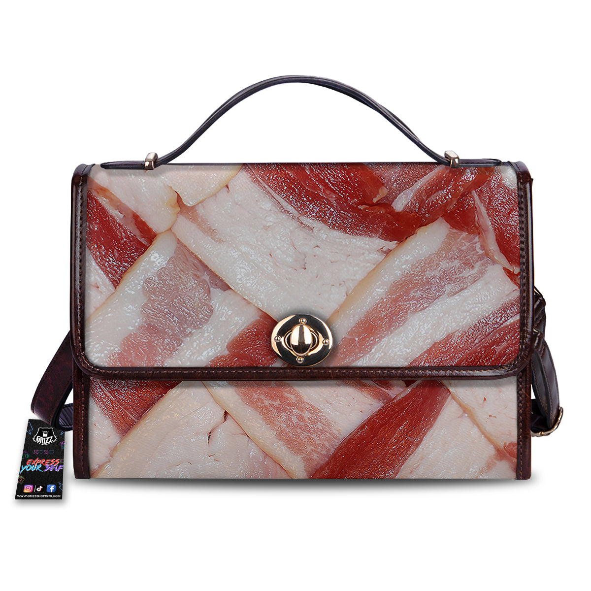 Bacon Weaving Print Women's Satchel Bag-grizzshop