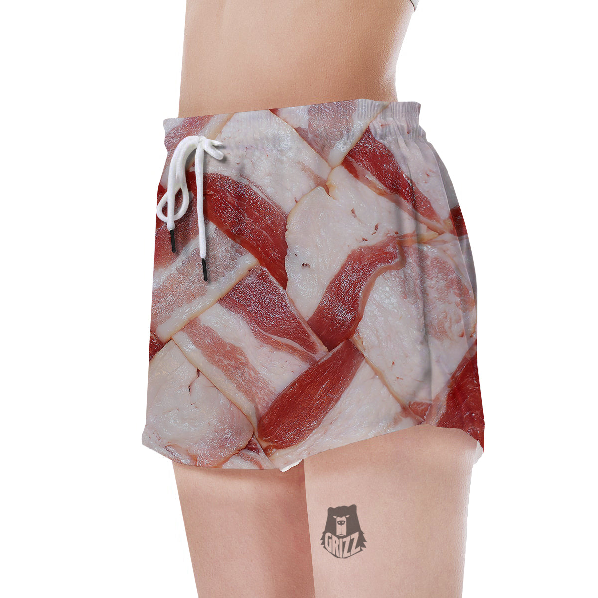 Bacon Weaving Print Women's Shorts-grizzshop