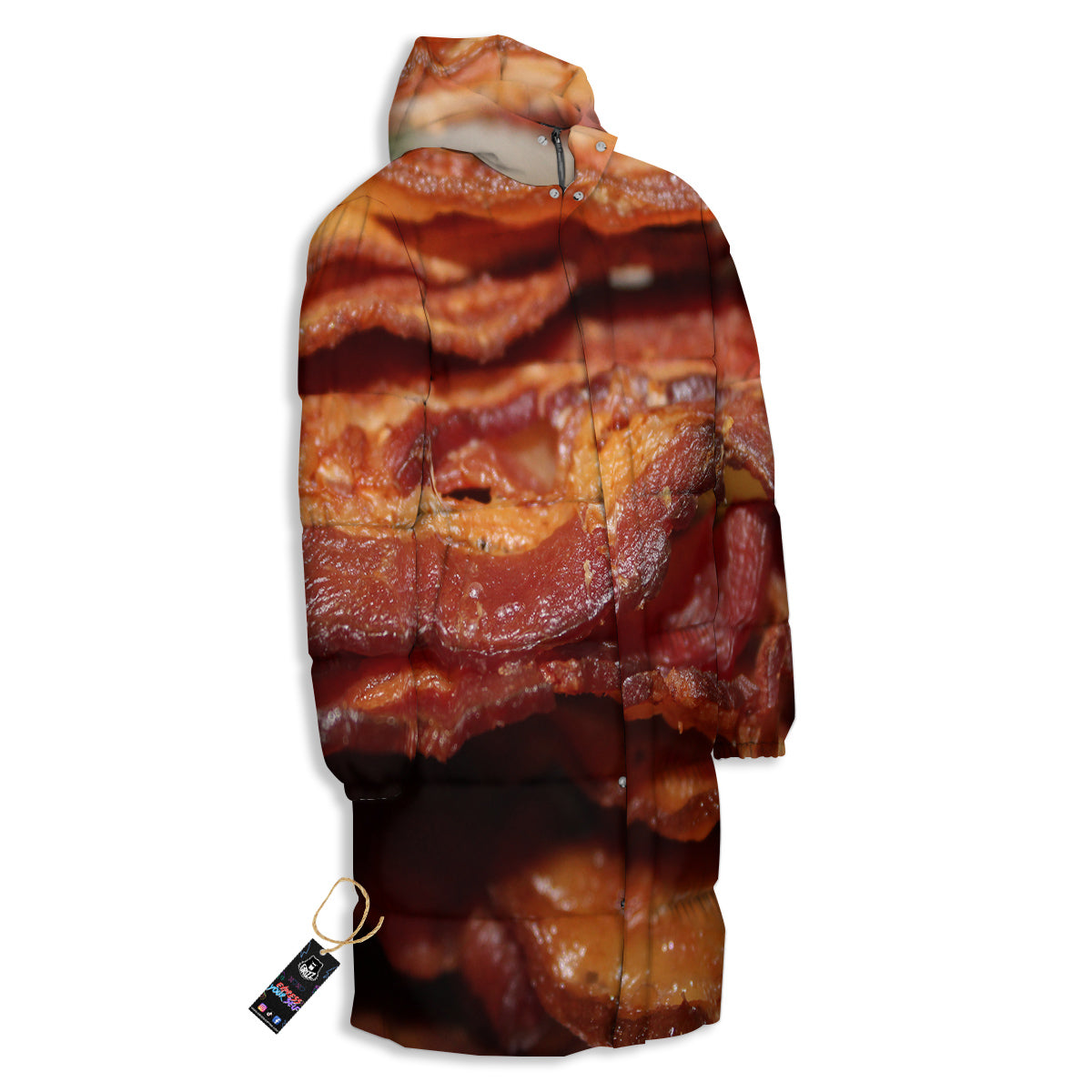 Bacon Crispy Print Long Down Jacket