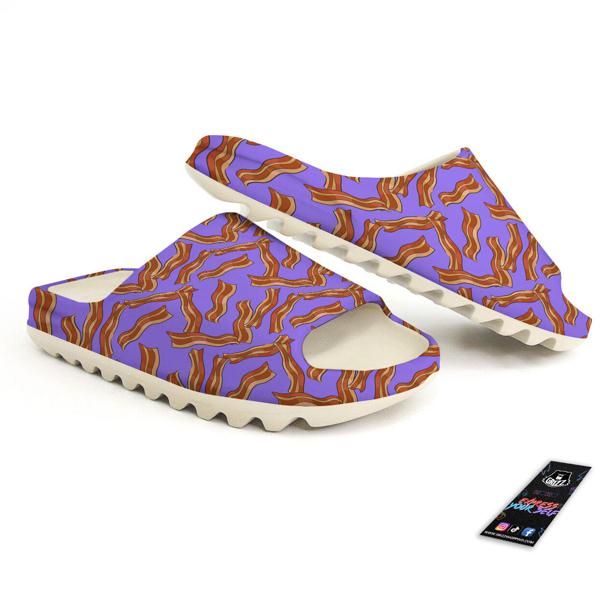 Bacon Purple Print Pattern Sandals-grizzshop