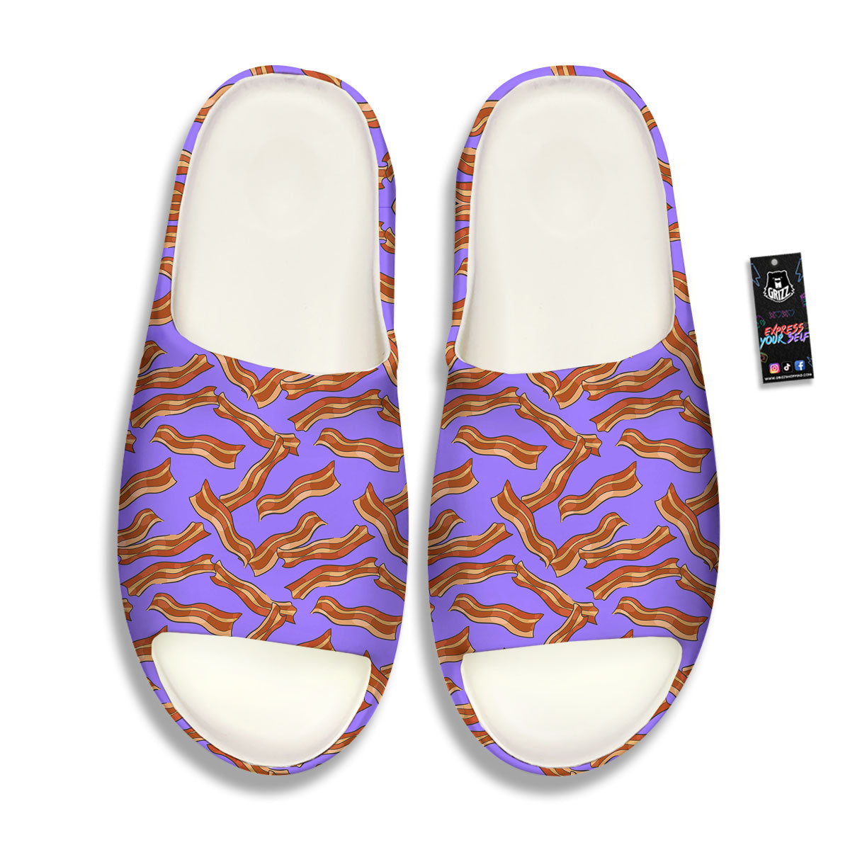 Bacon Purple Print Pattern Sandals-grizzshop