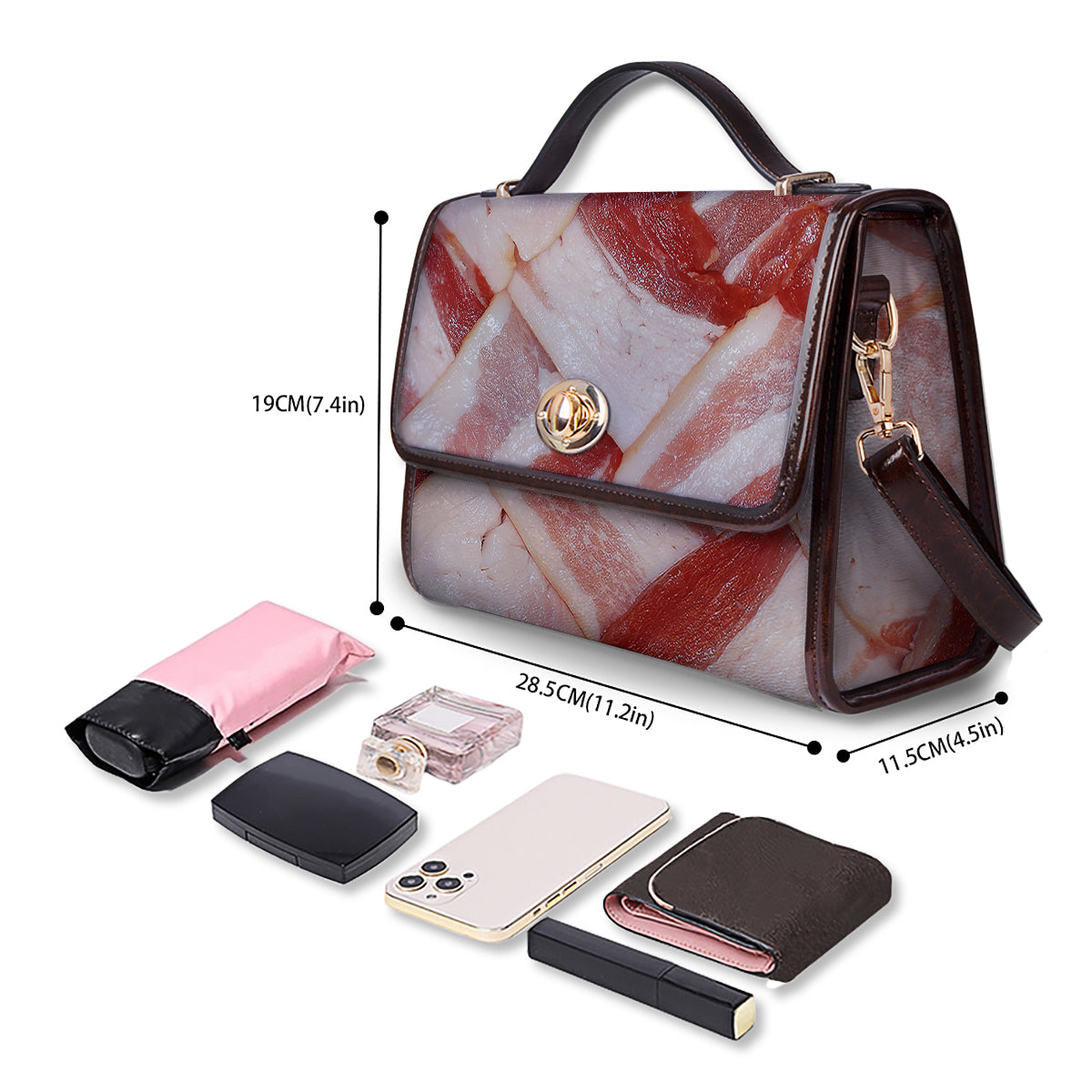 Bacon Weaving Print Women's Satchel Bag
